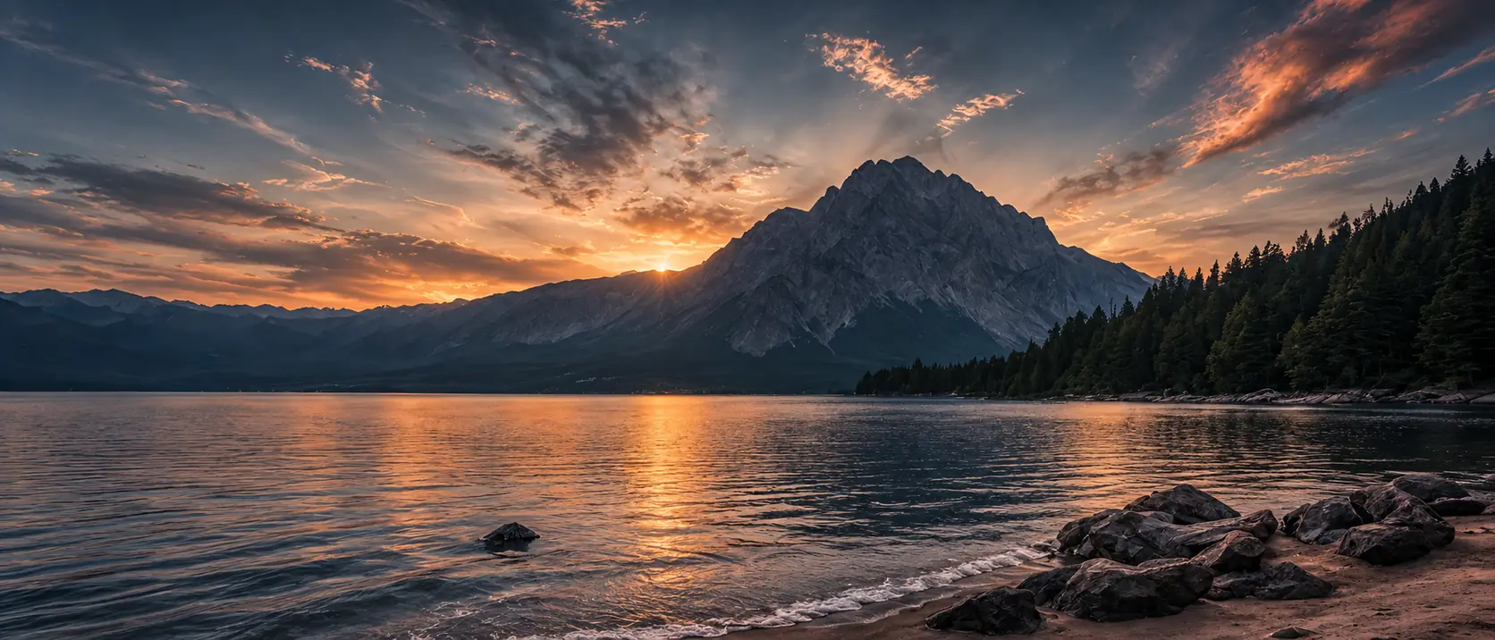 Bergsee im Abendlicht